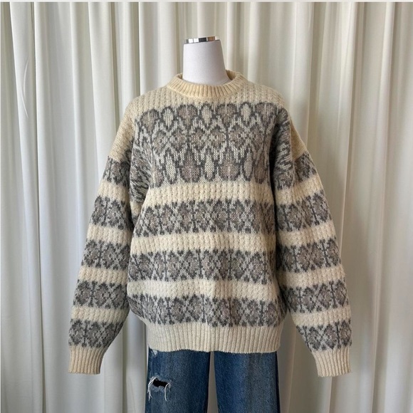Vintage Ice Knit 100% Wool Oversized Nordic Pattern Knit size XL. - Picture 5 of 12